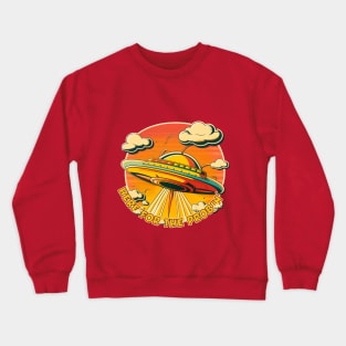 Retro Flying Saucer "Here for the Probin'" Design Crewneck Sweatshirt